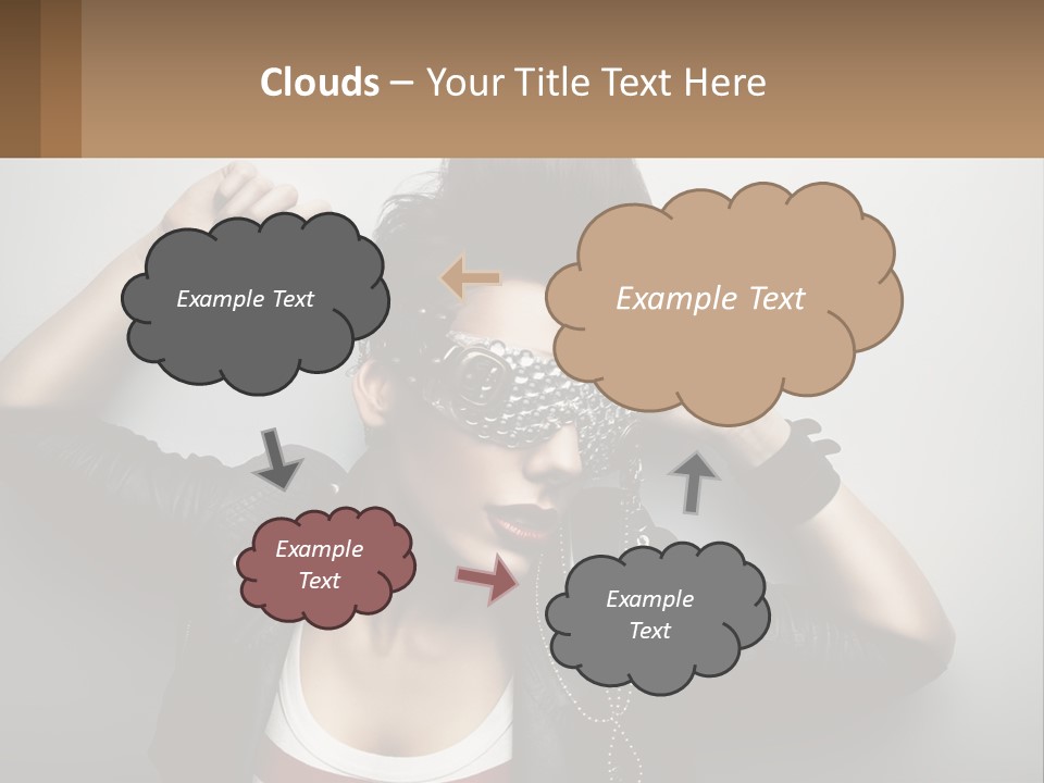 A Woman In A Leather Jacket With A Mask On Her Face PowerPoint Template