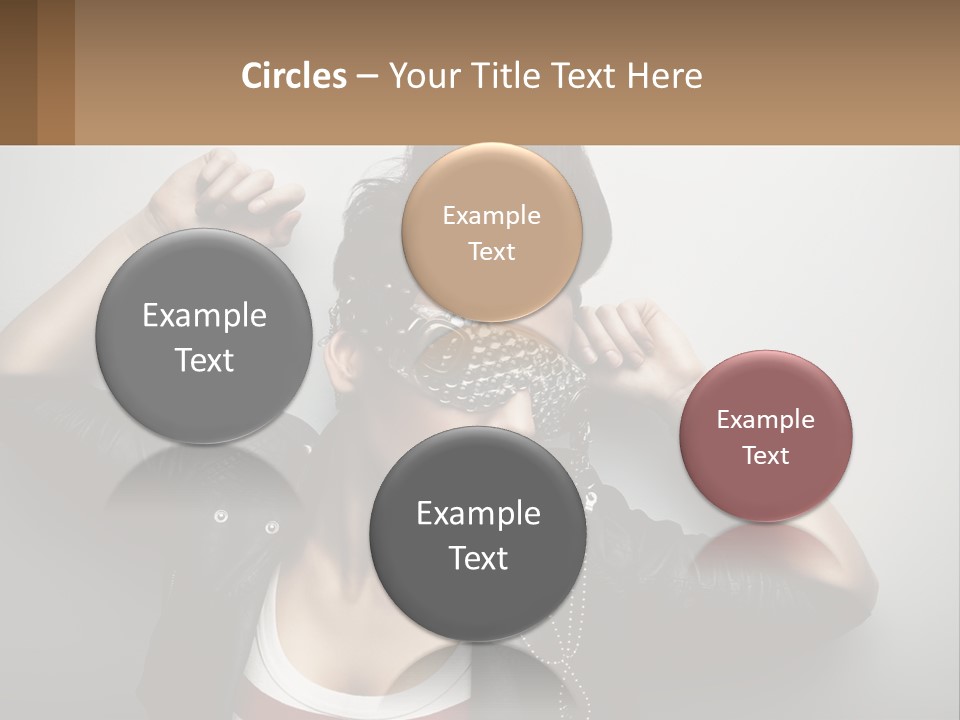 A Woman In A Leather Jacket With A Mask On Her Face PowerPoint Template