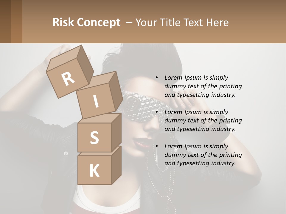 A Woman In A Leather Jacket With A Mask On Her Face PowerPoint Template