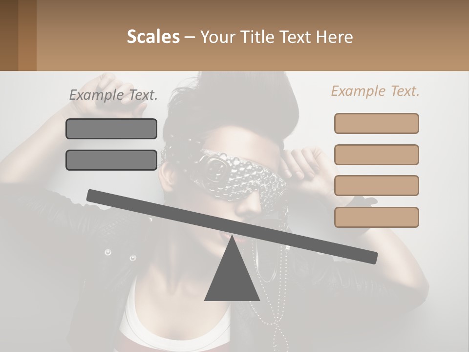 A Woman In A Leather Jacket With A Mask On Her Face PowerPoint Template