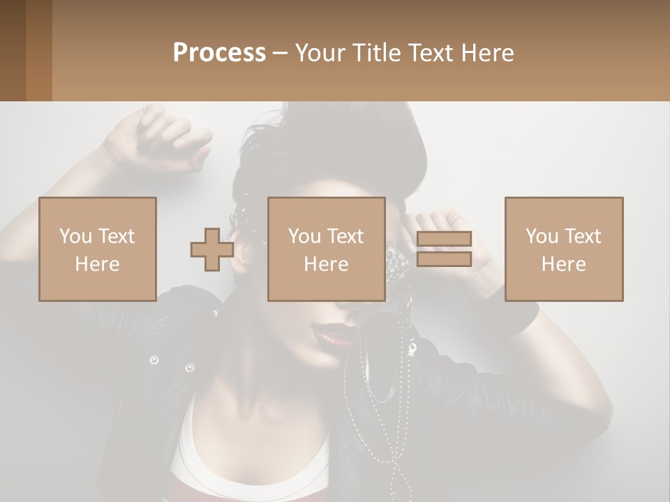 A Woman In A Leather Jacket With A Mask On Her Face PowerPoint Template