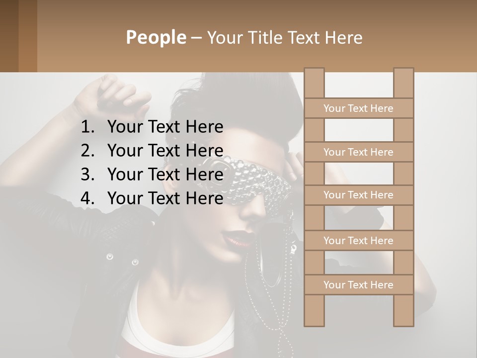 A Woman In A Leather Jacket With A Mask On Her Face PowerPoint Template