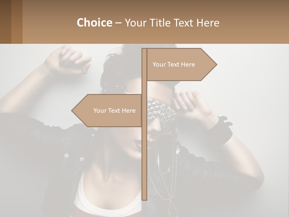 A Woman In A Leather Jacket With A Mask On Her Face PowerPoint Template