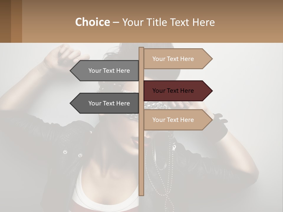 A Woman In A Leather Jacket With A Mask On Her Face PowerPoint Template