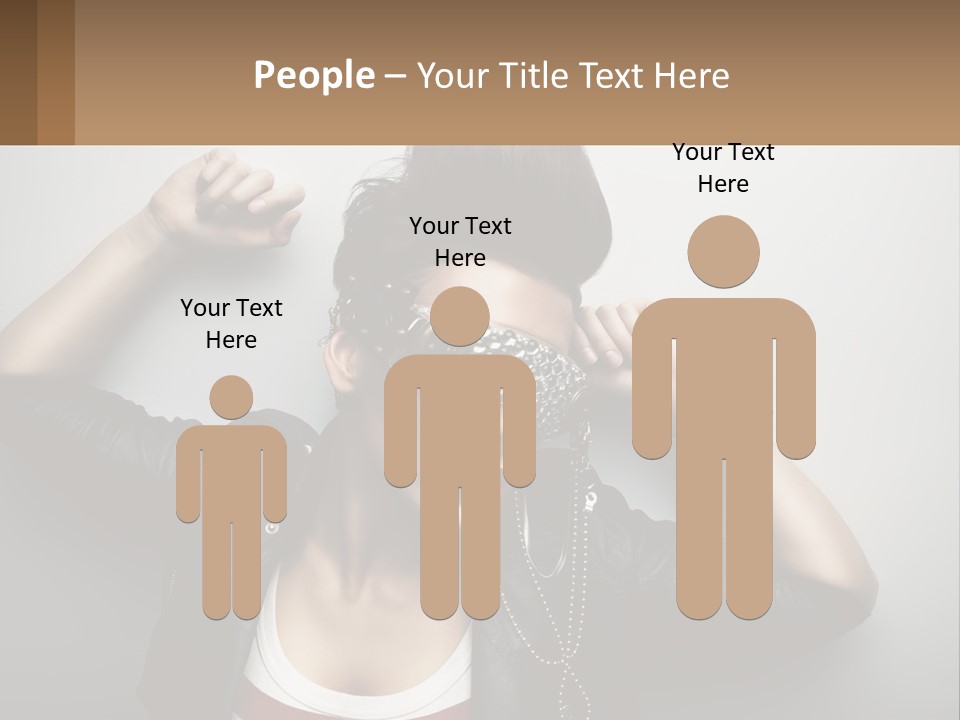 A Woman In A Leather Jacket With A Mask On Her Face PowerPoint Template