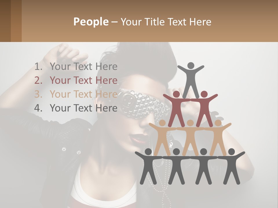 A Woman In A Leather Jacket With A Mask On Her Face PowerPoint Template