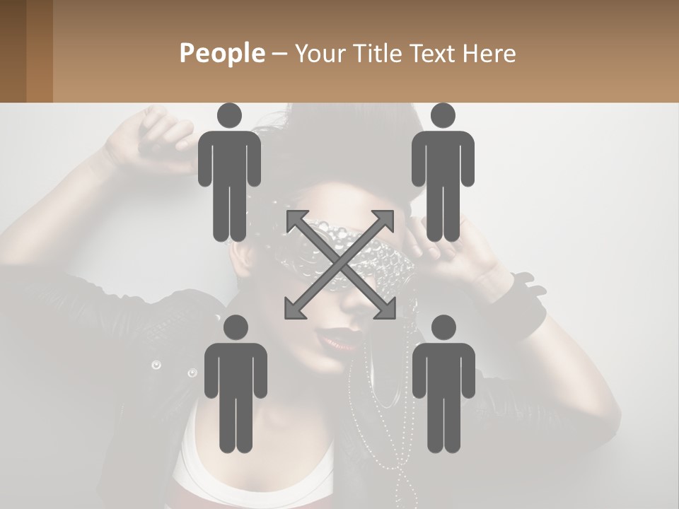 A Woman In A Leather Jacket With A Mask On Her Face PowerPoint Template