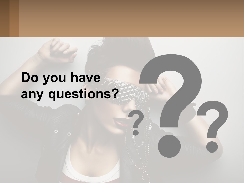 A Woman In A Leather Jacket With A Mask On Her Face PowerPoint Template