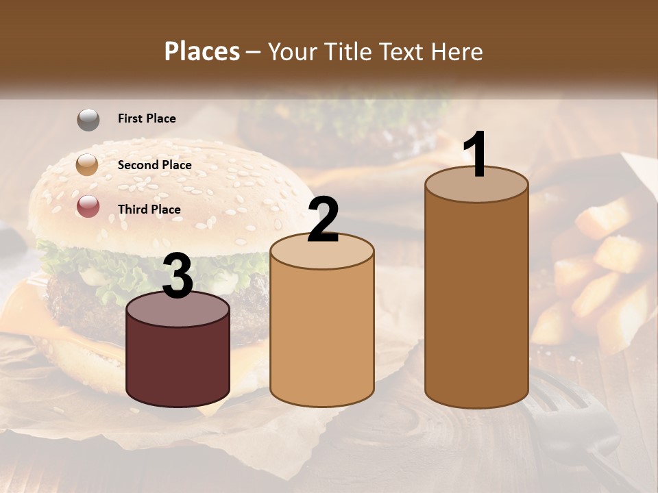 Two Hamburgers And Fries On A Wooden Table PowerPoint Template