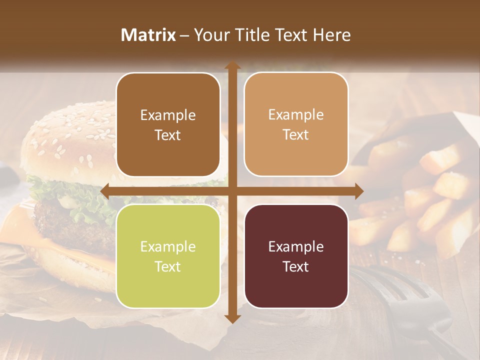 Two Hamburgers And Fries On A Wooden Table PowerPoint Template
