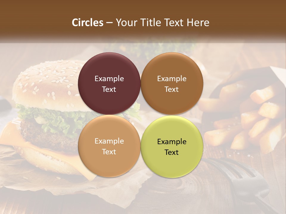 Two Hamburgers And Fries On A Wooden Table PowerPoint Template