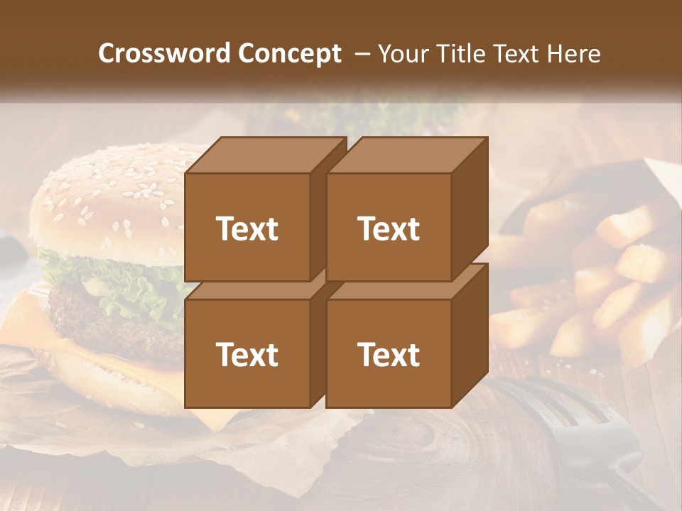 Two Hamburgers And Fries On A Wooden Table PowerPoint Template