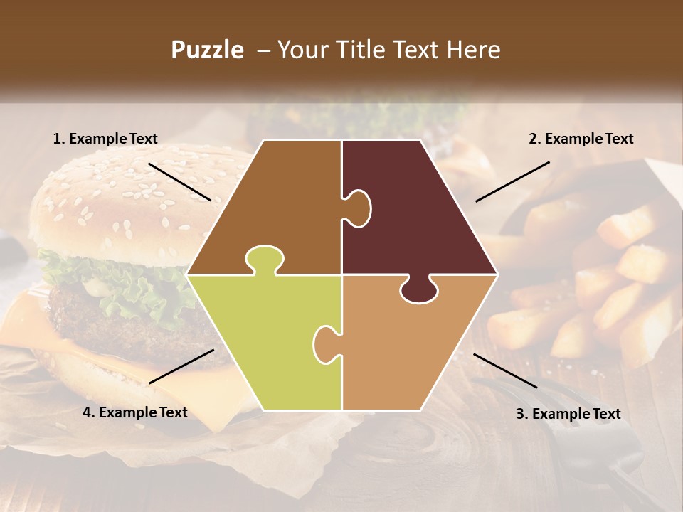 Two Hamburgers And Fries On A Wooden Table PowerPoint Template