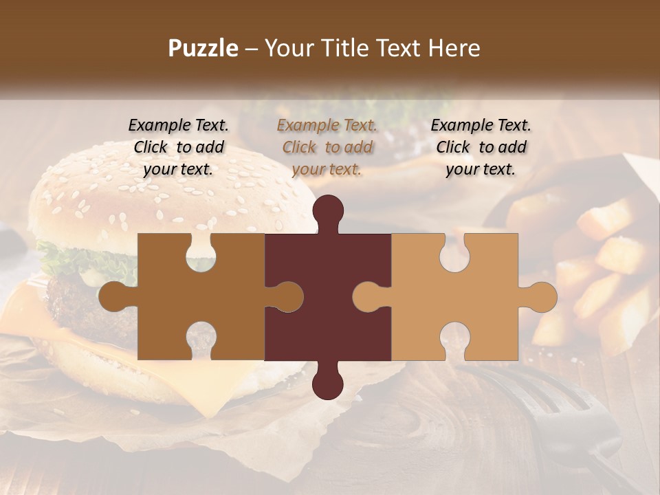 Two Hamburgers And Fries On A Wooden Table PowerPoint Template