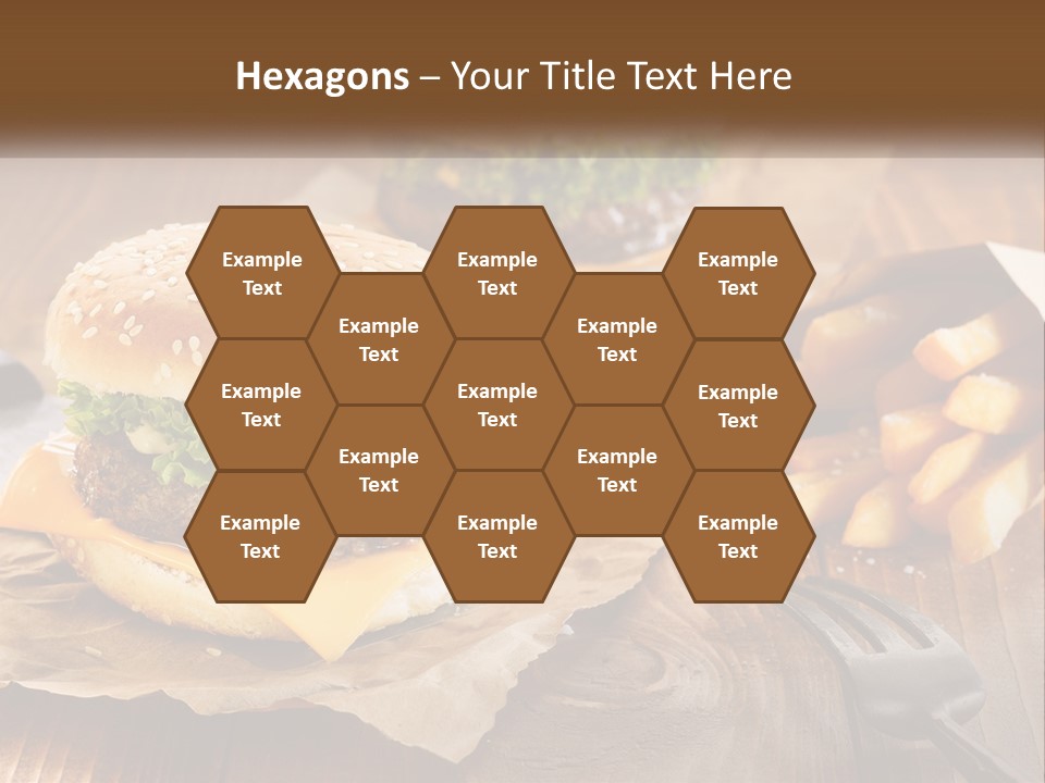 Two Hamburgers And Fries On A Wooden Table PowerPoint Template