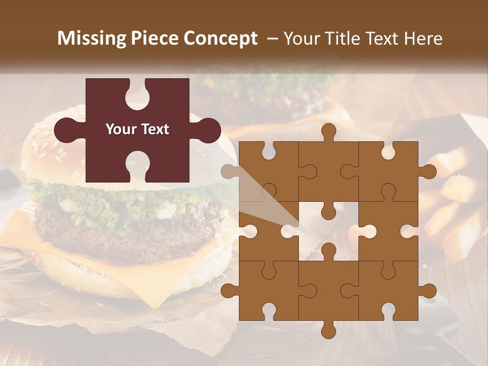 Two Hamburgers And Fries On A Wooden Table PowerPoint Template