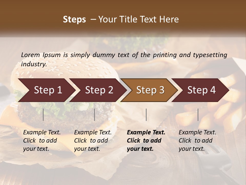 Two Hamburgers And Fries On A Wooden Table PowerPoint Template