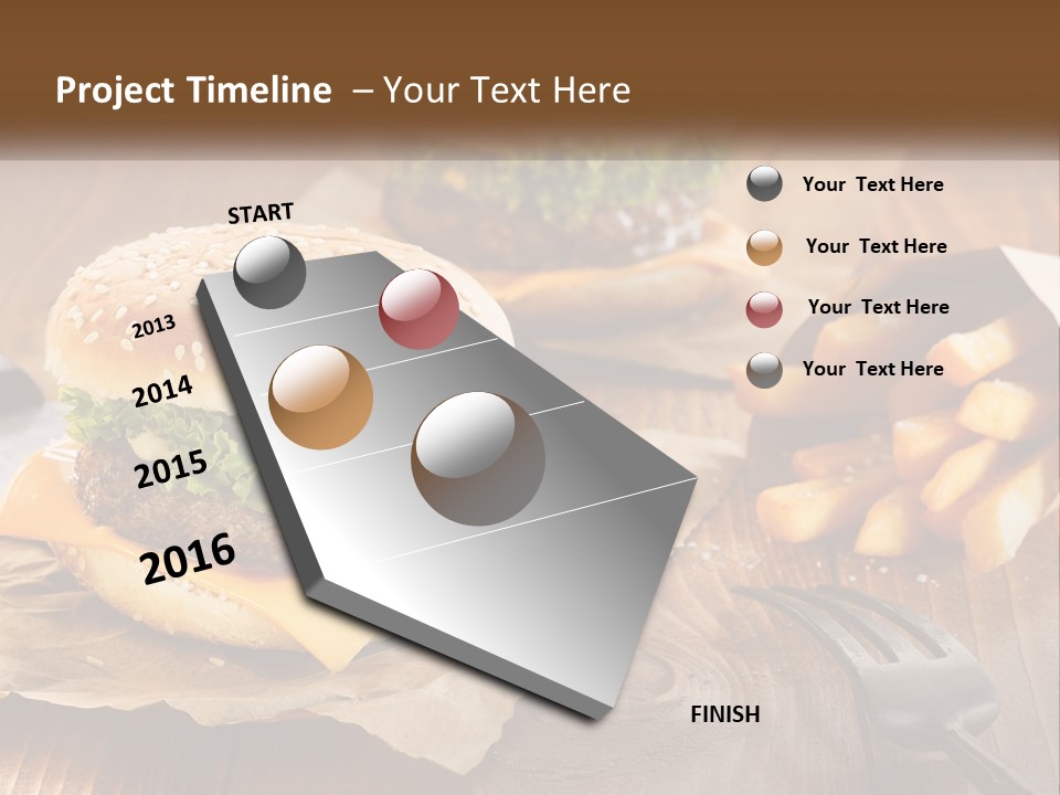 Two Hamburgers And Fries On A Wooden Table PowerPoint Template