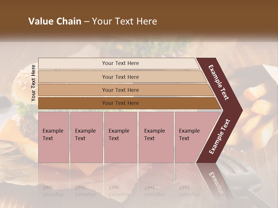 Two Hamburgers And Fries On A Wooden Table PowerPoint Template