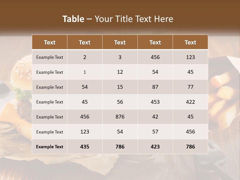 Two Hamburgers And Fries On A Wooden Table PowerPoint Template