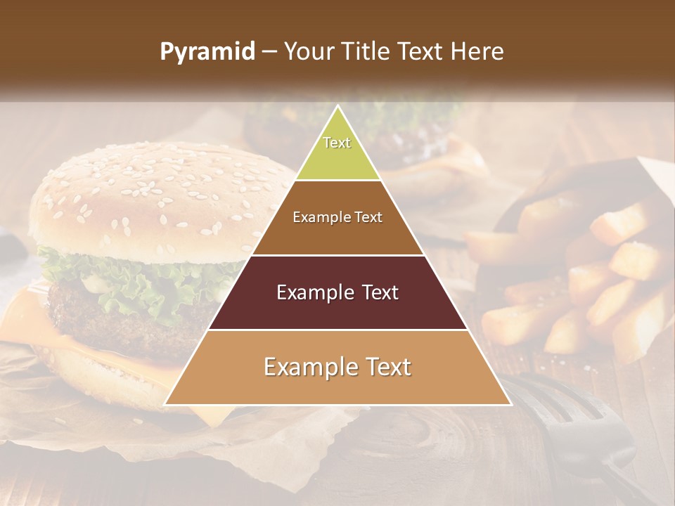 Two Hamburgers And Fries On A Wooden Table PowerPoint Template