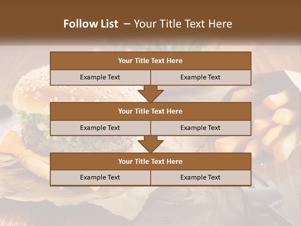 Two Hamburgers And Fries On A Wooden Table PowerPoint Template