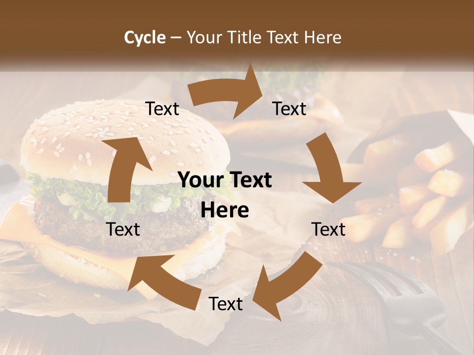 Two Hamburgers And Fries On A Wooden Table PowerPoint Template