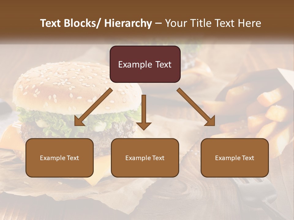 Two Hamburgers And Fries On A Wooden Table PowerPoint Template