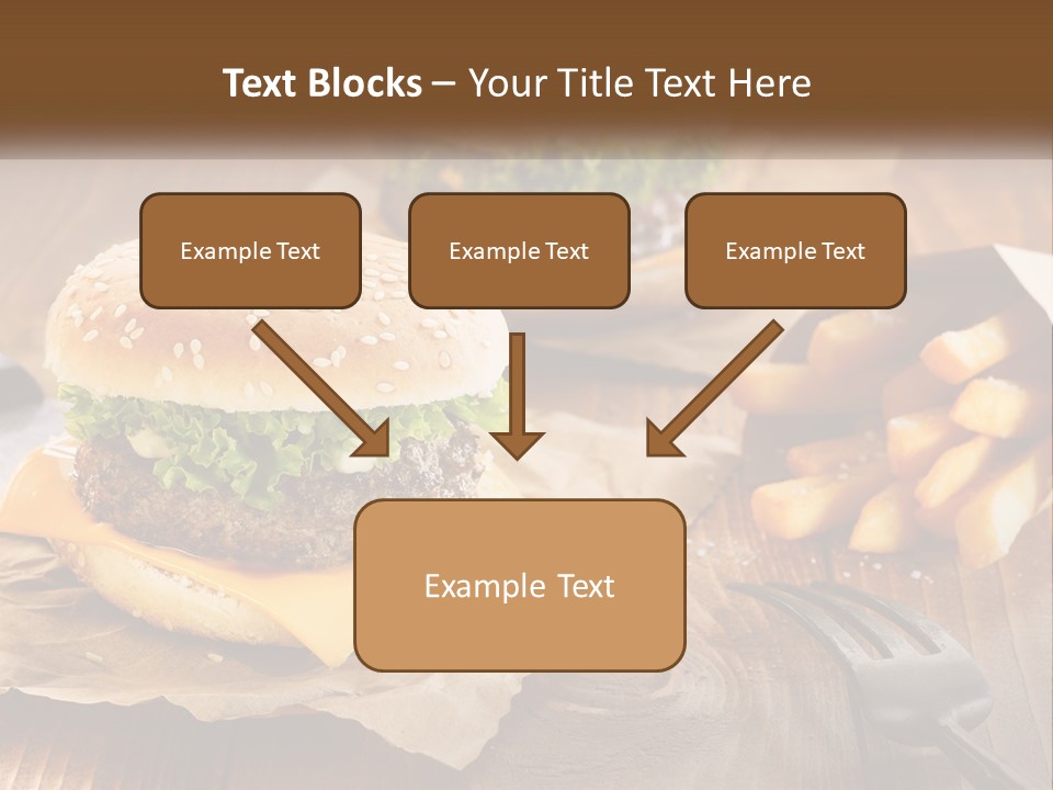 Two Hamburgers And Fries On A Wooden Table PowerPoint Template