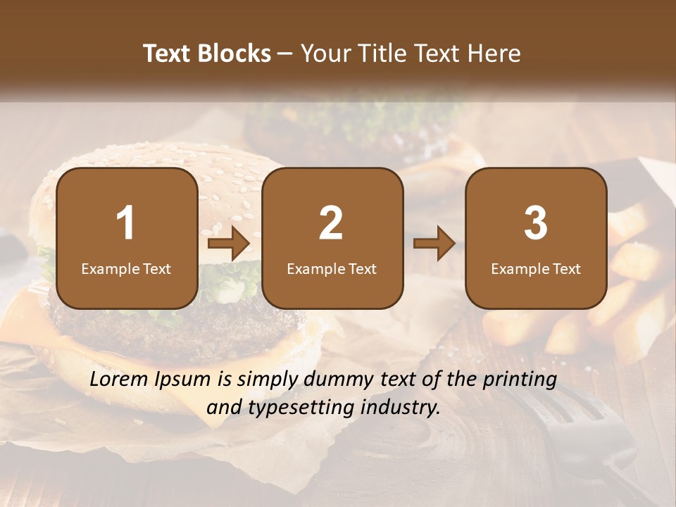 Two Hamburgers And Fries On A Wooden Table PowerPoint Template