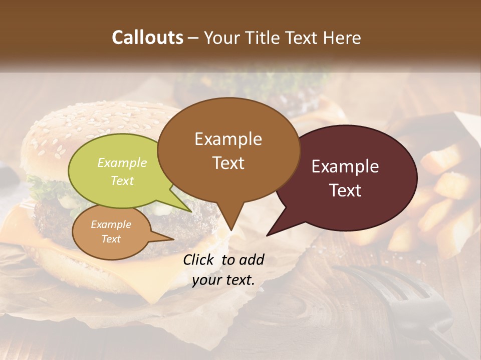 Two Hamburgers And Fries On A Wooden Table PowerPoint Template