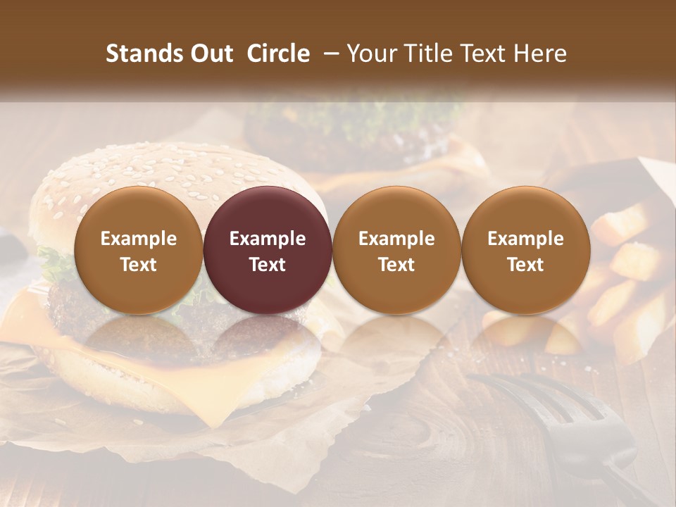 Two Hamburgers And Fries On A Wooden Table PowerPoint Template