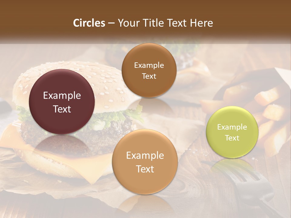 Two Hamburgers And Fries On A Wooden Table PowerPoint Template