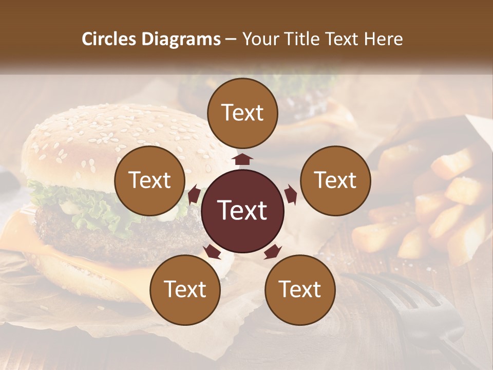 Two Hamburgers And Fries On A Wooden Table PowerPoint Template