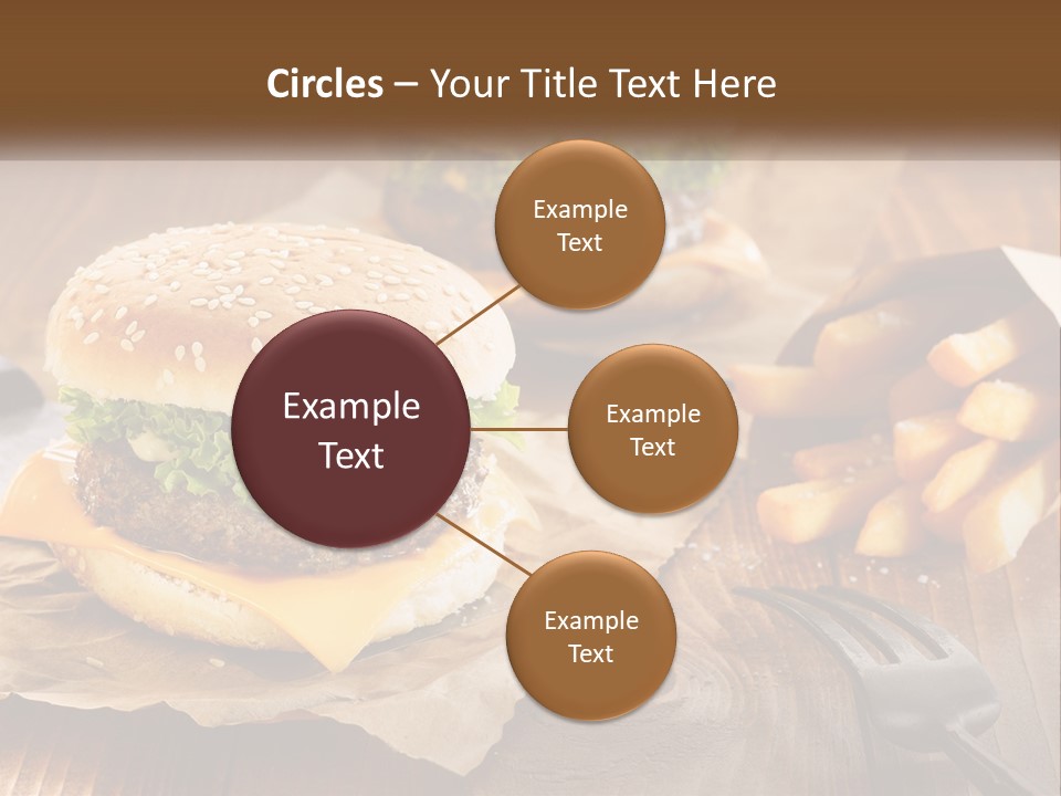 Two Hamburgers And Fries On A Wooden Table PowerPoint Template