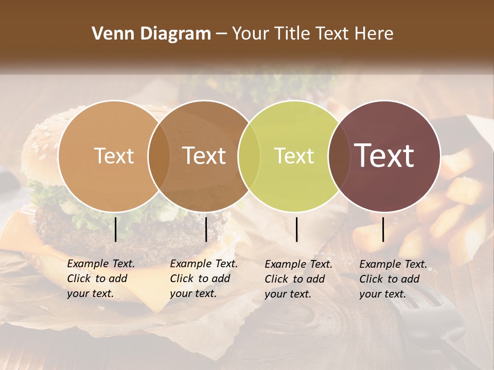 Two Hamburgers And Fries On A Wooden Table PowerPoint Template