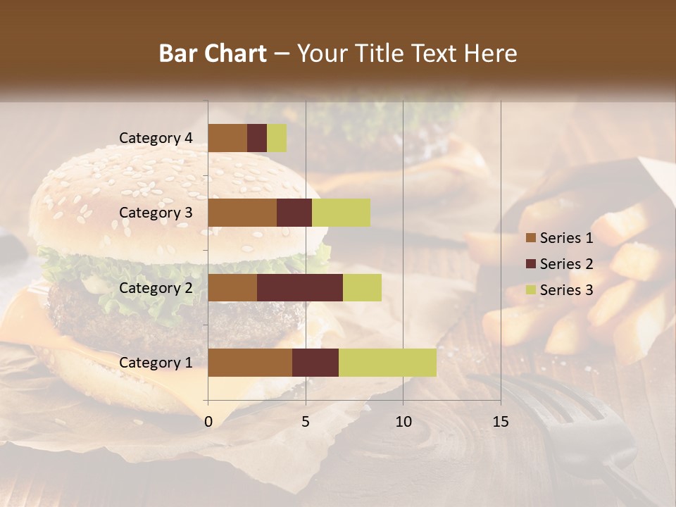 Two Hamburgers And Fries On A Wooden Table PowerPoint Template