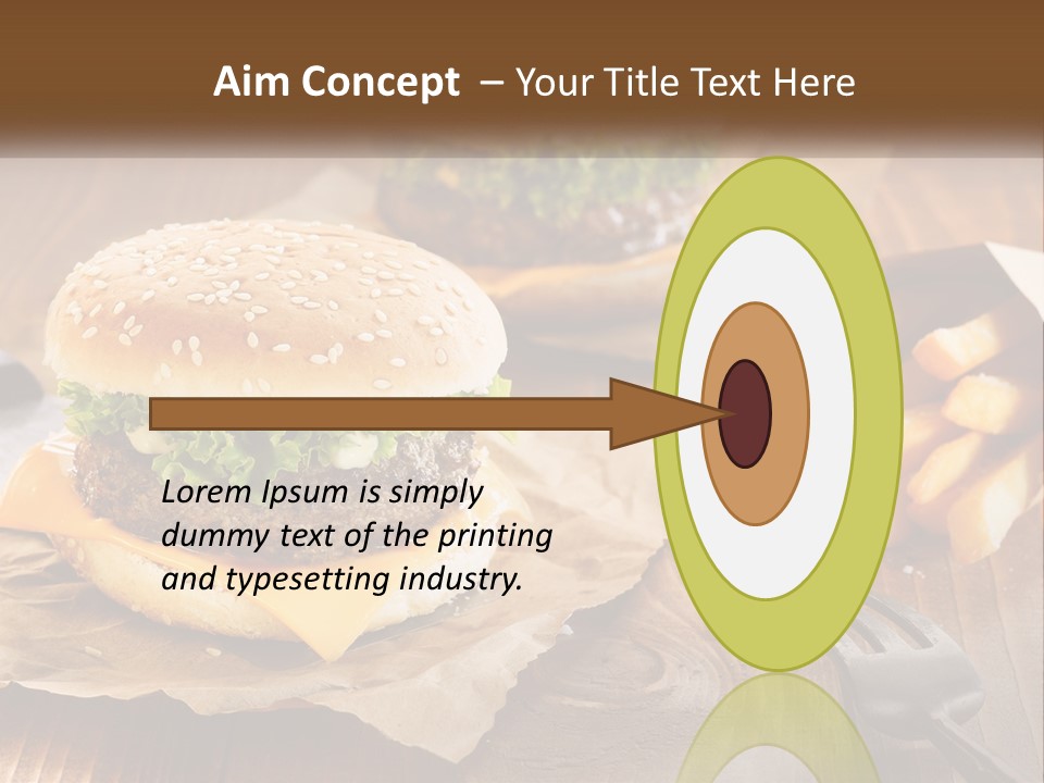 Two Hamburgers And Fries On A Wooden Table PowerPoint Template