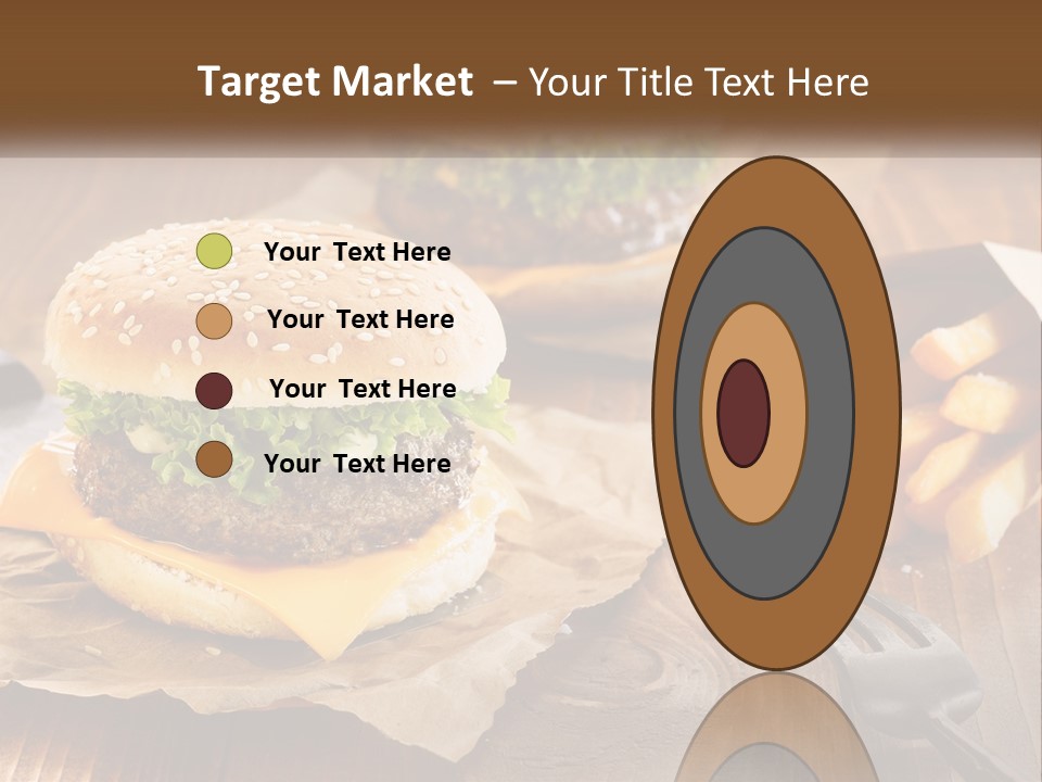 Two Hamburgers And Fries On A Wooden Table PowerPoint Template