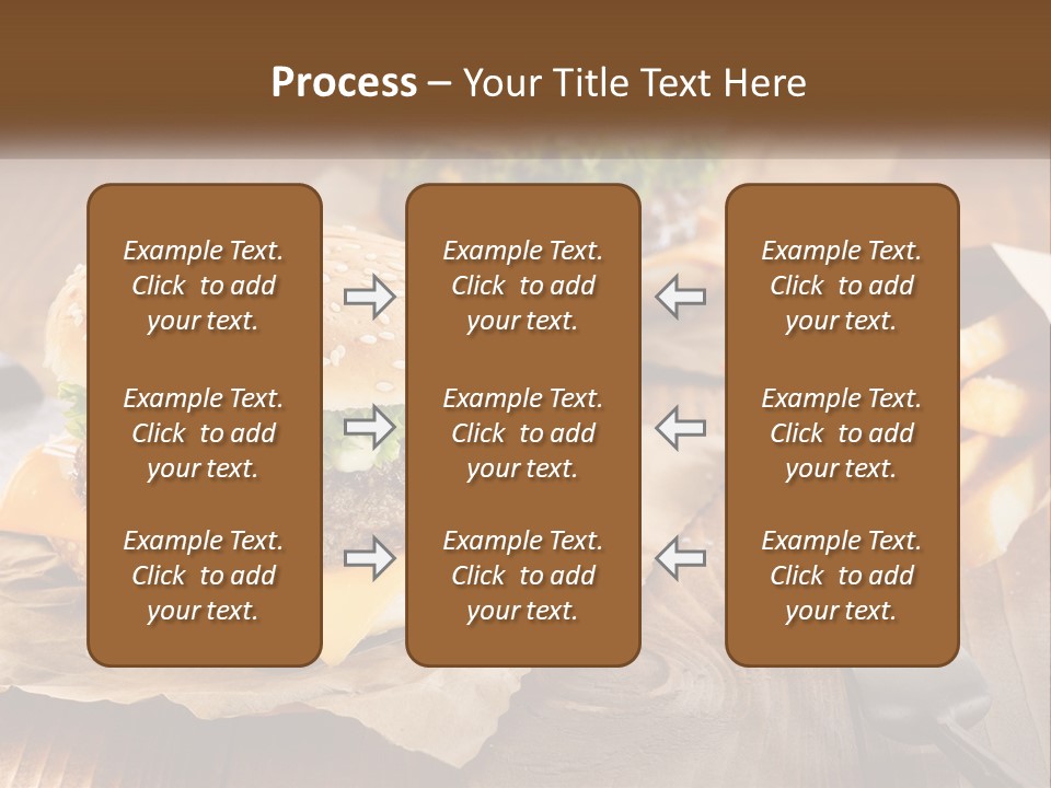Two Hamburgers And Fries On A Wooden Table PowerPoint Template