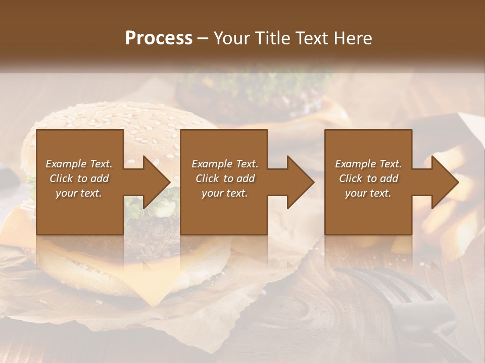 Two Hamburgers And Fries On A Wooden Table PowerPoint Template