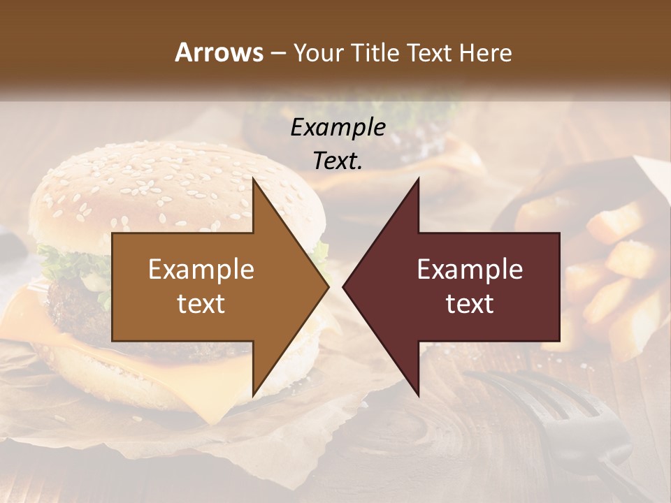 Two Hamburgers And Fries On A Wooden Table PowerPoint Template