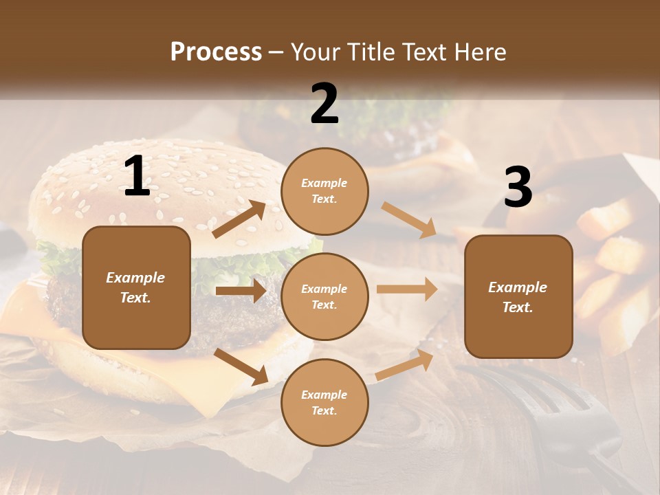 Two Hamburgers And Fries On A Wooden Table PowerPoint Template