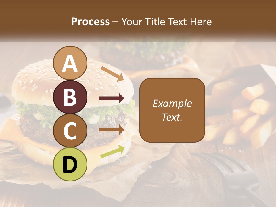 Two Hamburgers And Fries On A Wooden Table PowerPoint Template