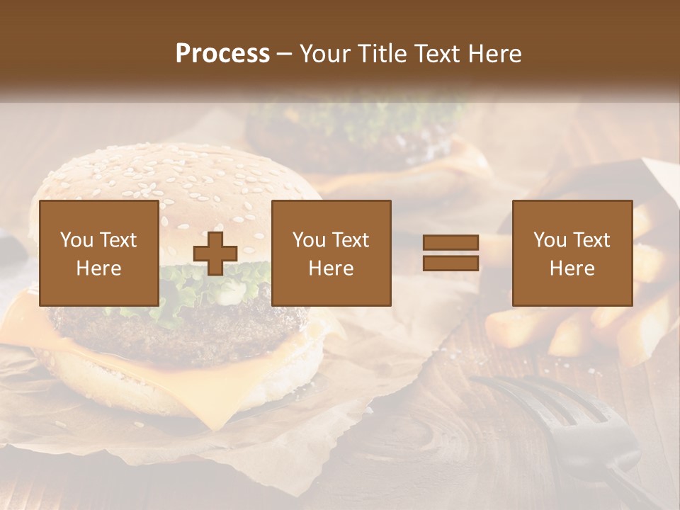 Two Hamburgers And Fries On A Wooden Table PowerPoint Template