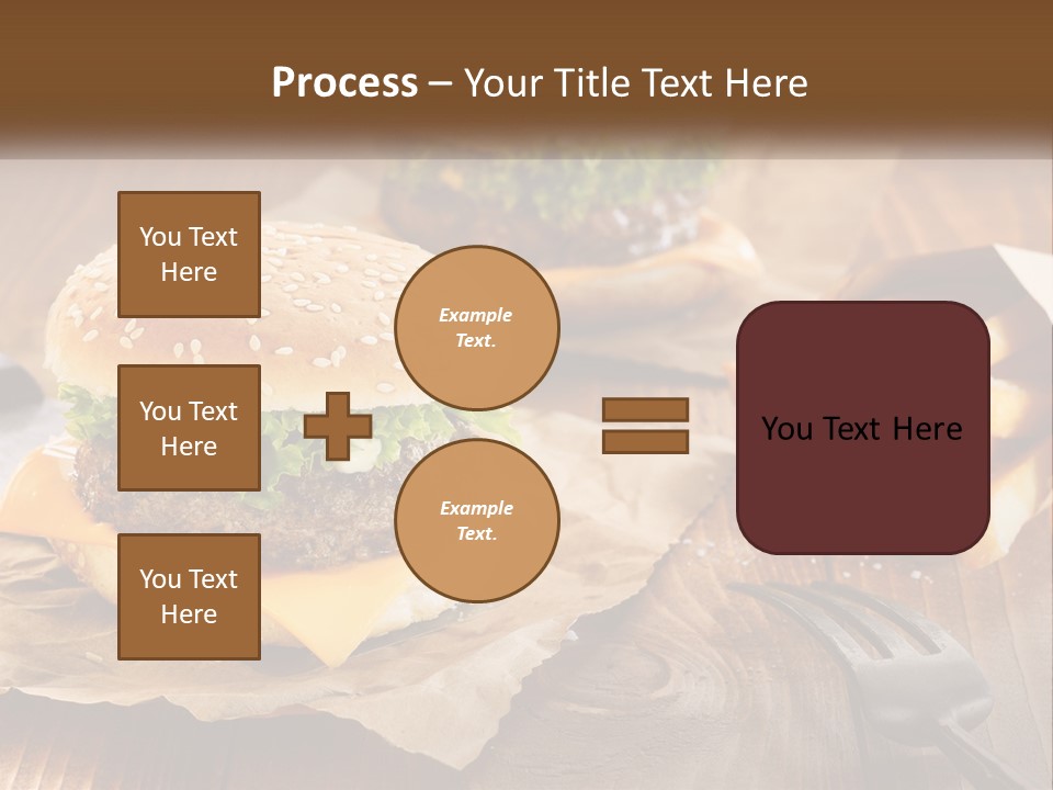 Two Hamburgers And Fries On A Wooden Table PowerPoint Template