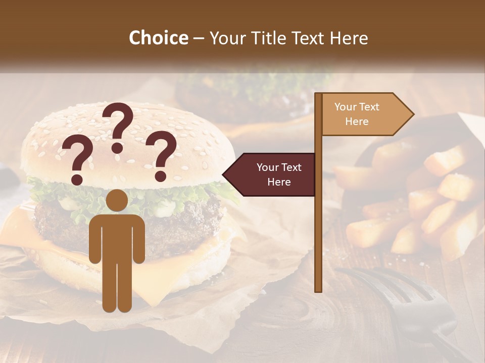 Two Hamburgers And Fries On A Wooden Table PowerPoint Template