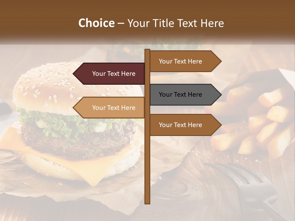 Two Hamburgers And Fries On A Wooden Table PowerPoint Template