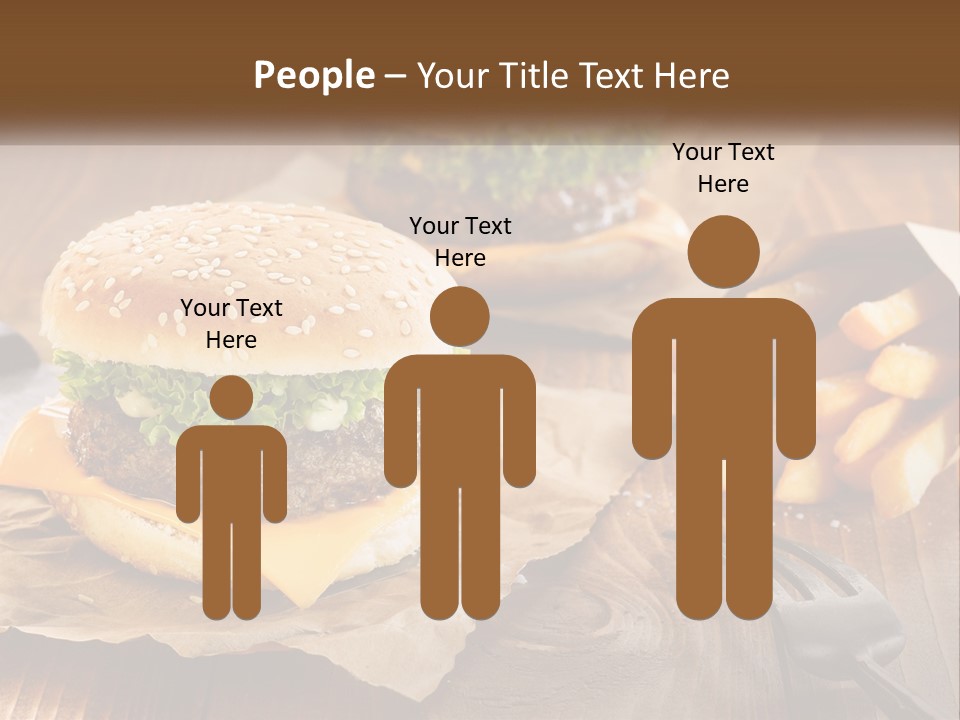 Two Hamburgers And Fries On A Wooden Table PowerPoint Template