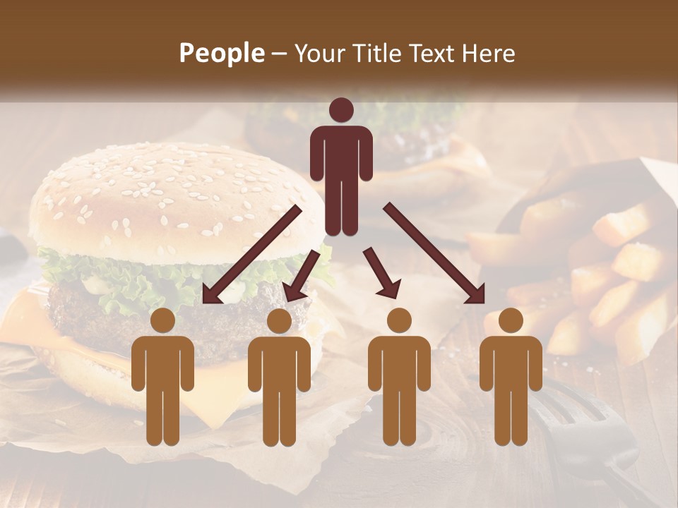 Two Hamburgers And Fries On A Wooden Table PowerPoint Template